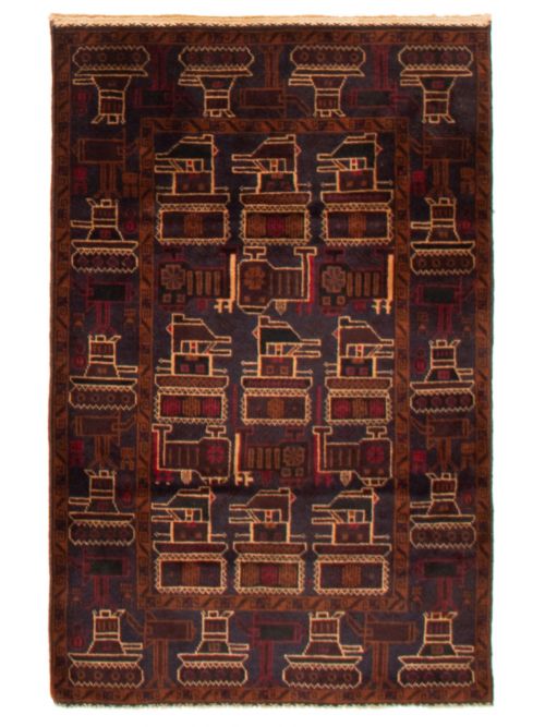 Afghan Rare War 3'0" x 4'8" Hand-knotted Wool Rug 