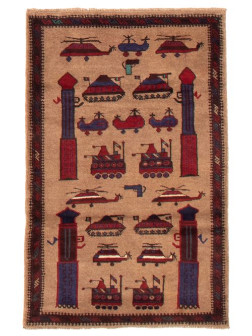 Afghan Rare War 2'11" x 4'8" Hand-knotted Wool Rug 