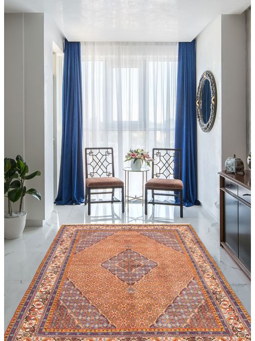 Persian Ardabil 6'7" x 9'7" Hand-knotted Silk, Wool Rug 