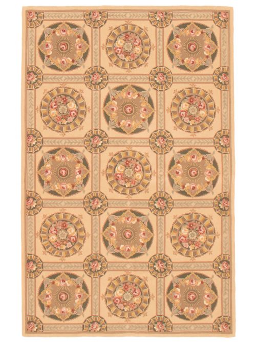 Indian Kashmiri Needlepoint 5'5" x 8'5" Needlepoint Wool Tapestry Kilim 
