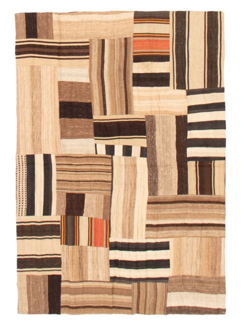 Turkish Moldovia Patch 4'9" x 6'6" Flat-Weave Wool Kilim 