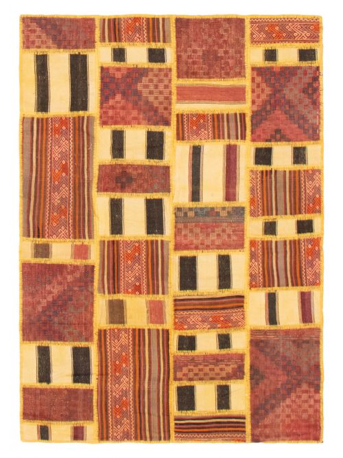 Turkish Moldovia Patch 5'7" x 8'1" Flat-Weave Wool Tapestry Kilim 
