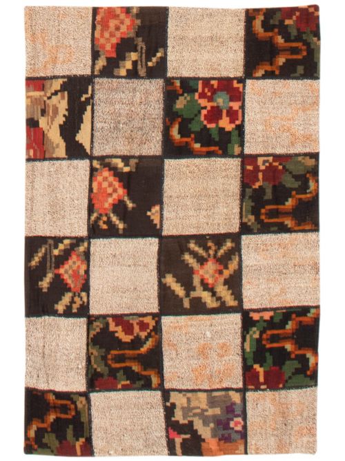 Turkish Moldovia Patch 3'2" x 4'8" Flat-Weave Wool Tapestry Kilim 