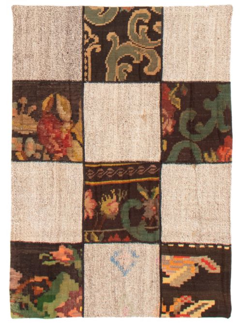 Turkish Moldovia Patch 3'6" x 4'9" Flat-Weave Wool Tapestry Kilim 