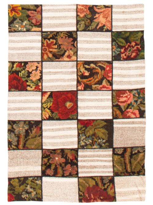 Turkish Moldovia Patch 4'1" x 6'1" Flat-Weave Wool Tapestry Kilim 