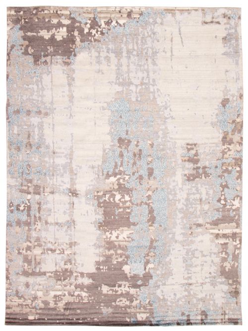 Indian Alma 9'9" x 13'9" Hand-knotted Silk, Wool Rug 