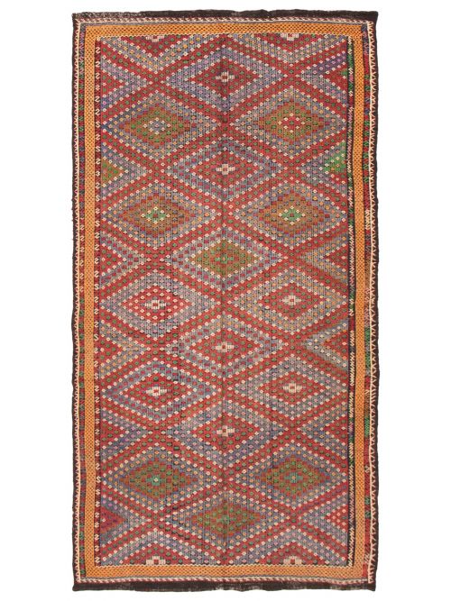 Turkish Konya 6'0" x 11'5" Flat-Weave Wool Tapestry Kilim 