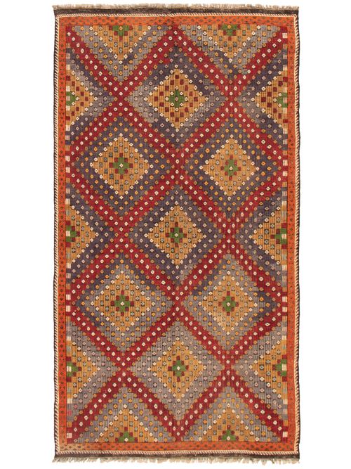 Turkish Konya 5'9" x 10'11" Flat-Weave Wool Tapestry Kilim 