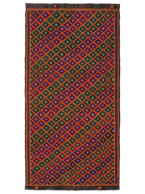 Turkish Konya 5'9" x 11'11" Flat-Weave Wool Tapestry Kilim 