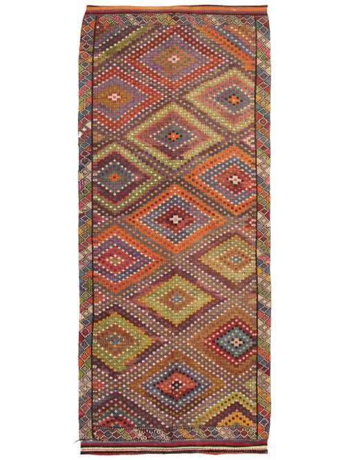 Turkish Konya 5'9" x 13'4" Flat-Weave Wool Tapestry Kilim 