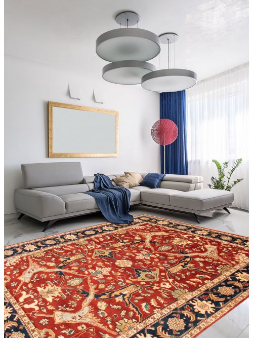 Bedroom 346073 Kalista Flat-Weaves & Kilims Red Kilim 7'9 x 9'8 Hand-Knotted Wool Rug eCarpet Gallery Large Area Rug for Living Room 