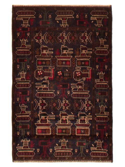 Afghan Rare War 3'0" x 4'8" Hand-knotted Wool Rug 