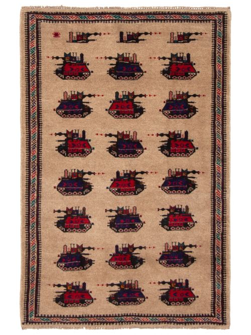 Afghan Rare War 2'10" x 4'3" Hand-knotted Wool Rug 