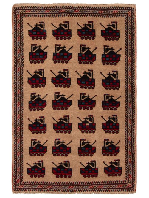 Afghan Rare War 2'11" x 4'6" Hand-knotted Wool Rug 