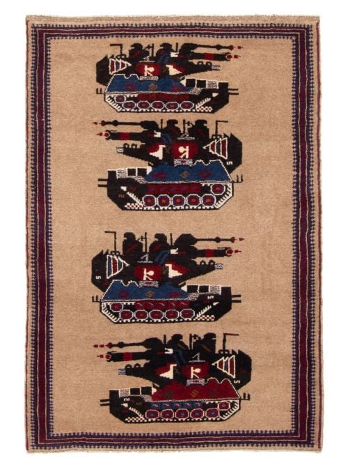 Afghan Rare War 2'11" x 4'4" Hand-knotted Wool Rug 