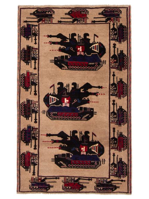 Afghan Rare War 3'0" x 4'10" Hand-knotted Wool Rug 