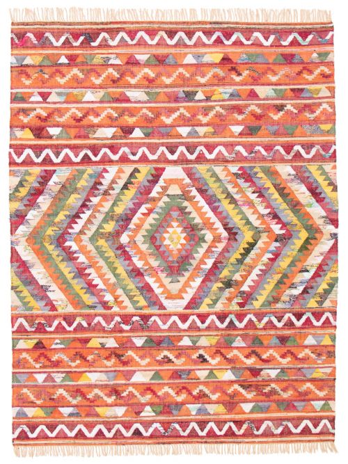 Indian Color Play 9'0" x 12'0" Flat-Weave Cotton Kilim 