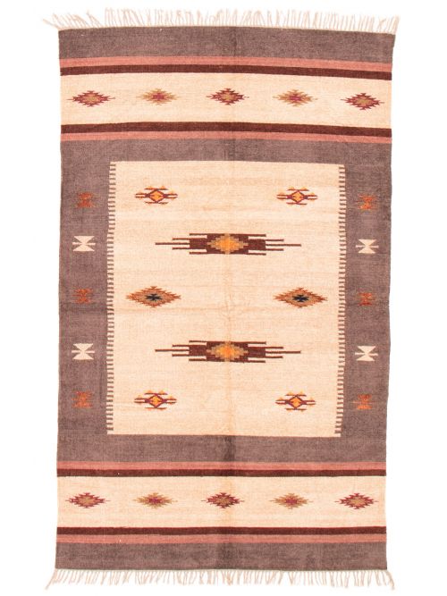 Indian Nevada 4'10" x 7'10" Flat-Weave Chenille Kilim 
