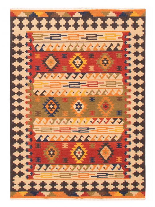 Turkish Kashkoli FW 5'5" x 7'7" Flat-Weave Wool Kilim 