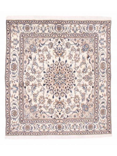 Persian Nain 9La 6'2" x 6'7" Hand-knotted Silk & Wool Rug 