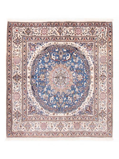 Persian Nain 9La 6'6" x 6'8" Hand-knotted Silk & Wool Rug 