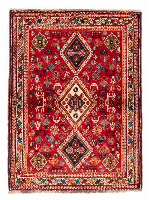 Persian Shiraz Qashqai 4'3" x 5'8" Hand-knotted Wool Rug 