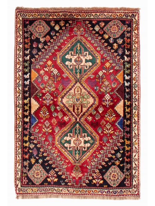 Persian Shiraz Qashqai 3'9" x 5'5" Hand-knotted Wool Rug 