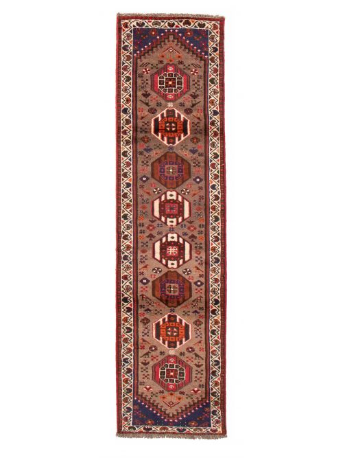 Persian Shiraz Qashqai 2'4" x 9'4" Hand-knotted Wool Rug 