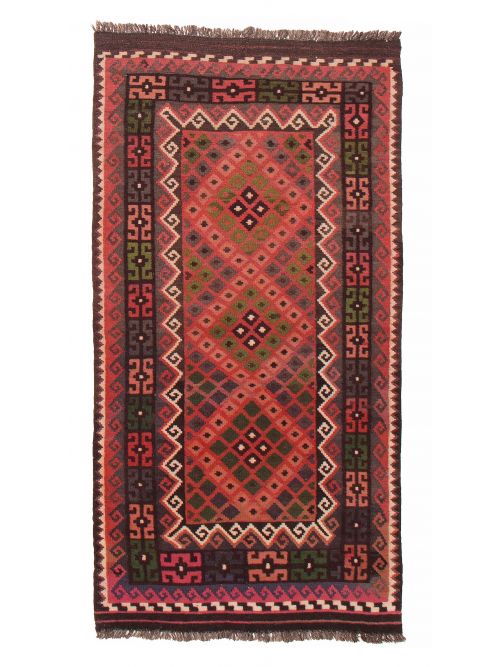 Turkish Kashkoli 3'3" x 6'4" Flat-Weave Wool Kilim 