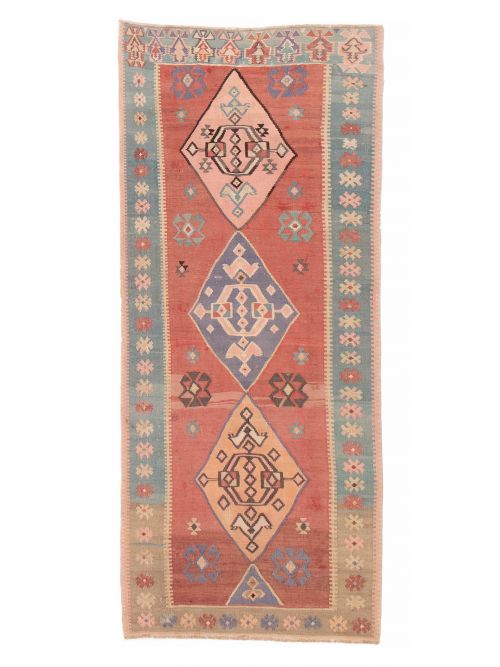 Persian Style 4'9" x 10'8" Flat-Weave Wool Kilim 