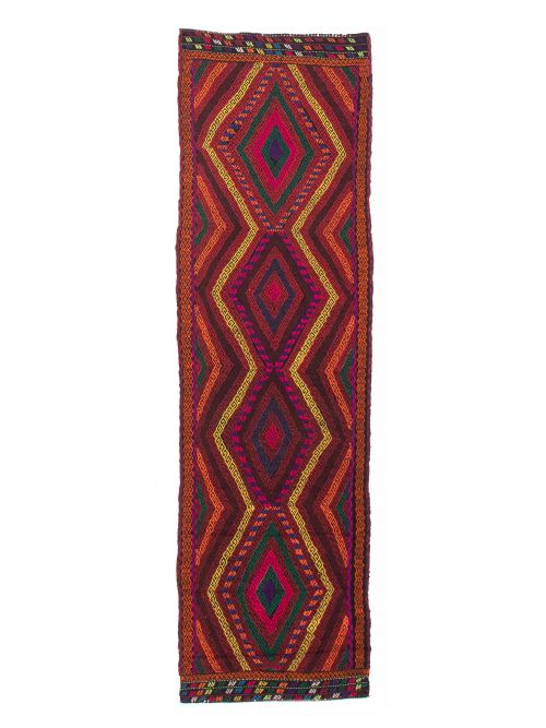 Turkish Kashkoli 2'4" x 8'6" Flat-Weave Wool Kilim 