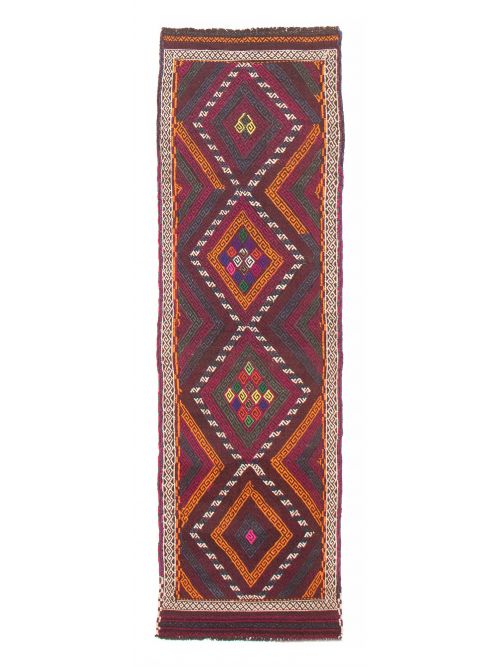 Turkish Kashkoli 2'4" x 8'1" Flat-Weave Wool Kilim 