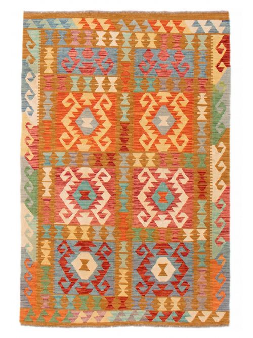 Turkish Bold and Colorful Flat-Weave Wool Kilim, 127 x 180 cm