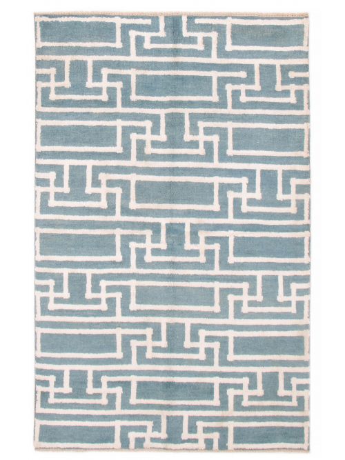Indian Tangier 4'11" x 7'8" Hand-knotted Silk & Wool Rug 