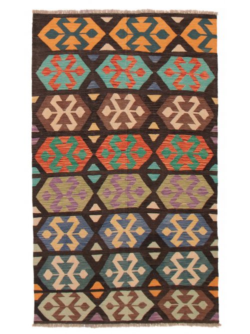 Turkish Bold and Colorful 5'0" x 8'2" Flat-Weave Wool Kilim 