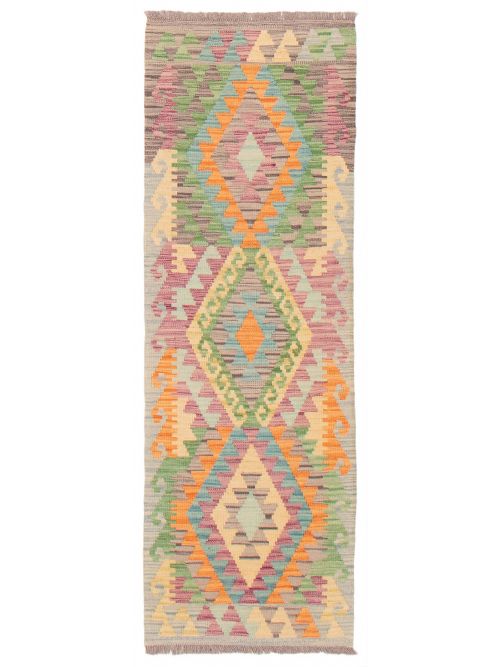 Turkish Bold and Colorful 2'0" x 5'11" Flat-Weave Wool Kilim 