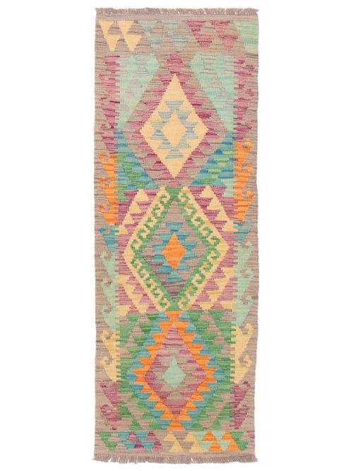 Turkish Bold and Colorful 2'0" x 5'6" Flat-Weave Wool Kilim 