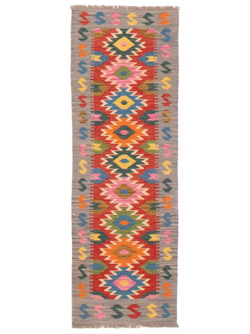 Turkish Bold and Colorful 2'0" x 6'6" Flat-Weave Wool Kilim 
