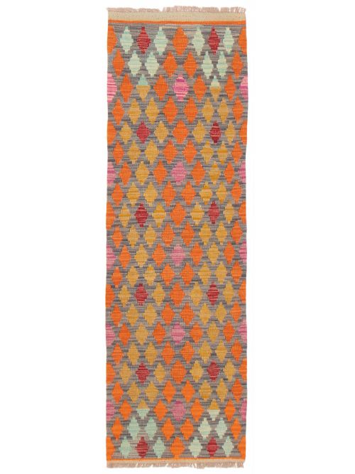 Turkish Bold and Colorful 2'0" x 6'5" Flat-Weave Wool Kilim 