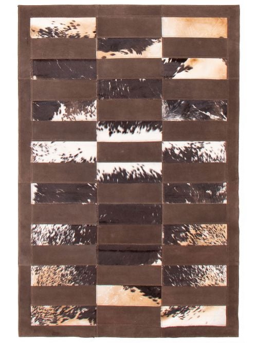 Argentina Cowhide Patchwork 4'4" x 6'7" Handmade Leather Rug 