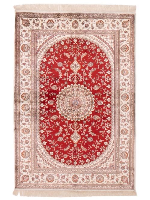 Chinese 300L Silk 4'0" x 6'2" Hand-knotted Silk Rug 