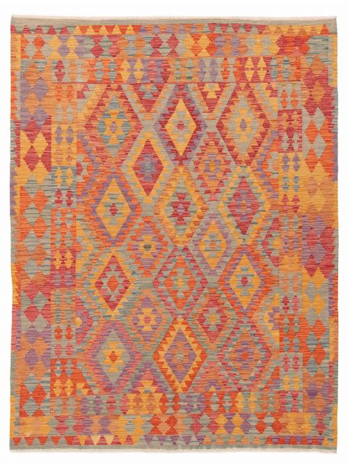 Turkish Bold and Colorful 5'9" x 7'7" Flat-Weave Wool Kilim 