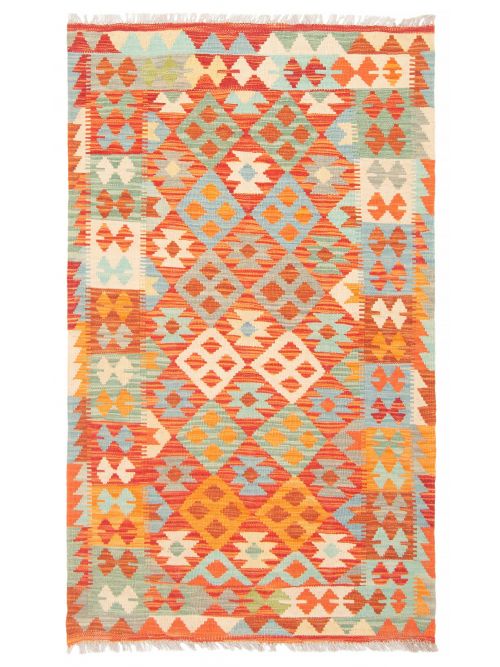 Turkish Bold and Colorful 3'0" x 5'1" Flat-Weave Wool Kilim 