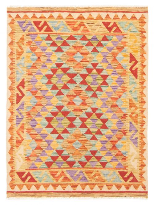 Turkish Bold and Colorful 2'9" x 3'11" Flat-Weave Wool Kilim 