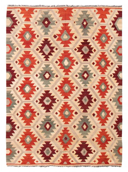 Turkish Bold and Colorful 5'11" x 8'0" Flat-Weave Wool Kilim 
