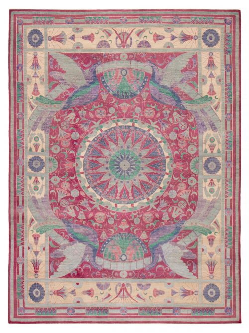 Pakistani Abstract Lahore Legacy 8'11" x 12'2" Hand-knotted Wool Rug 