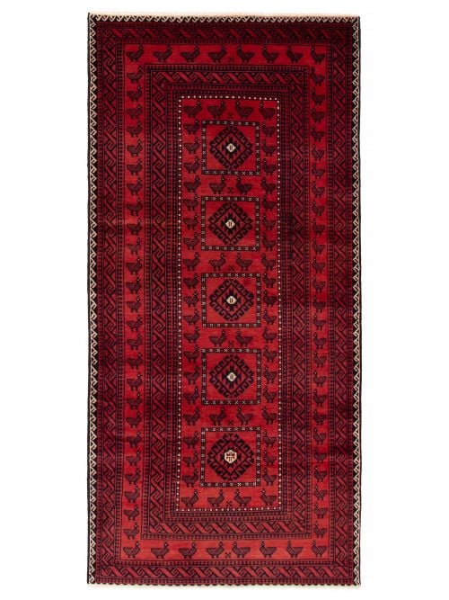 Afghan Baluch 4'5" x 9'7" Hand-knotted Wool Rug 
