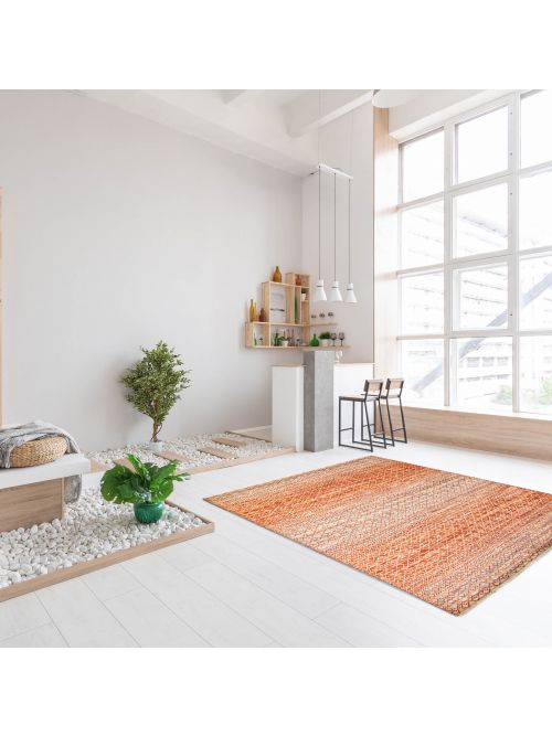 Indian Silk Shadow 4'3" x 6'3" Hand-knotted Wool Rug 