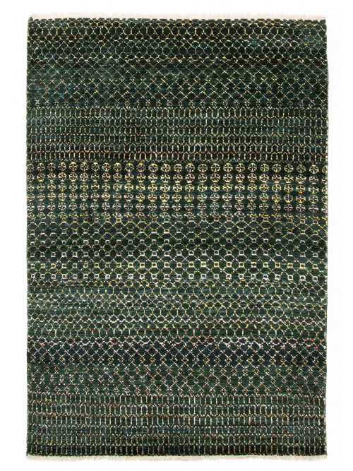 Indian Silk Shadow 4'2" x 6'0" Hand-knotted Viscose & Wool Rug 