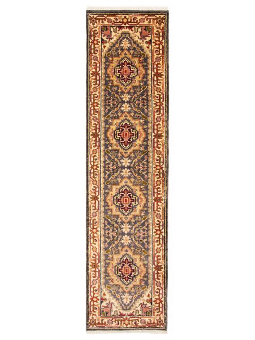 Indian Serapi Heritage Hand-knotted Wool Runner Rug, 74 x 292 cm